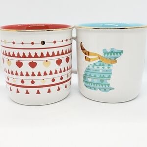 David's Tea Fair Isle Mug Set Polar Bear Snowflake